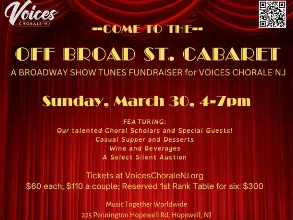 Voices Chorale: Off Broad Street Cabaret Poster