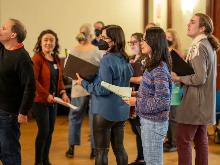 choir in room singing