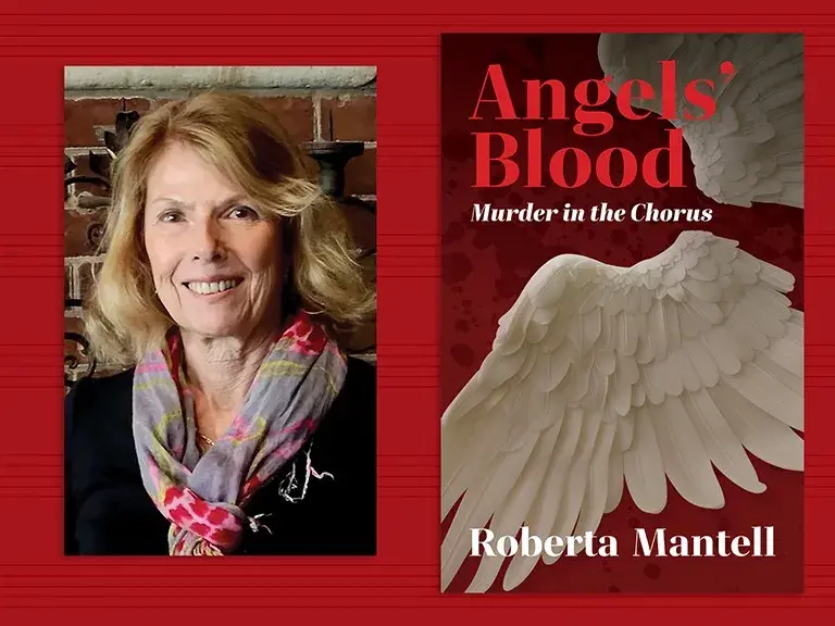 angels' blood cover with picture of author