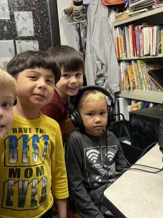 Students record a song together in Asheville, NC