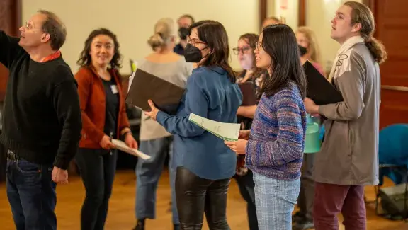 choir in room singing