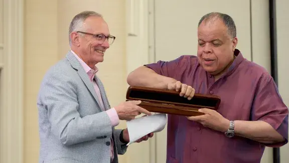 Anton Armstrong passing the baton to new Board Chair Mark Lawson