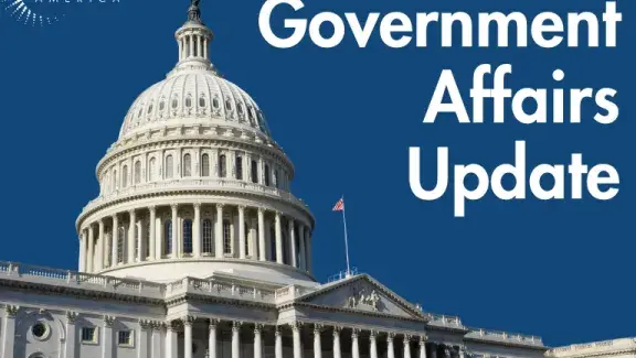 Picture of capital with words "government affairs update"