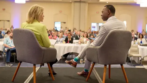 Renee Fleming and Anthony Trecek-King talking