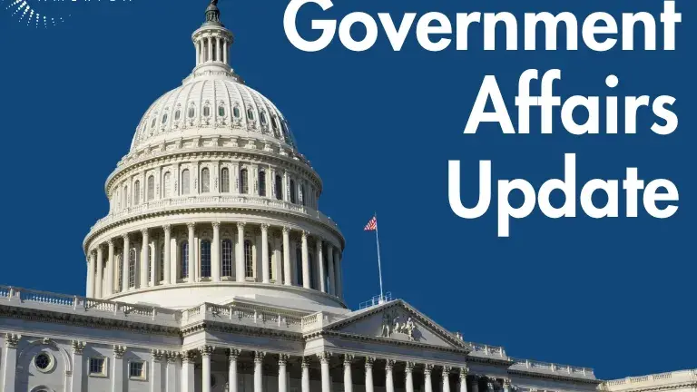 Picture of capital with words "government affairs update"